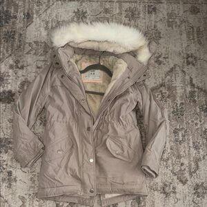 Abercrombie Kids Tan Jacket with Faux Fur Hood
